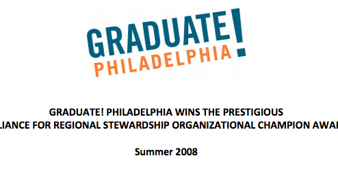 Graduate! Philadelphia award announcement, Summer 2008.