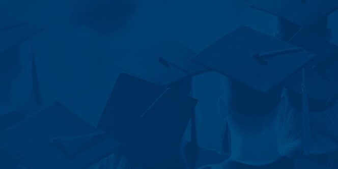 A blue background with some books and papers