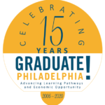 Gold and blue 15-year Graduate! Philadelphia emblem Gold and blue 15-year Graduate! Philadelphia emblem